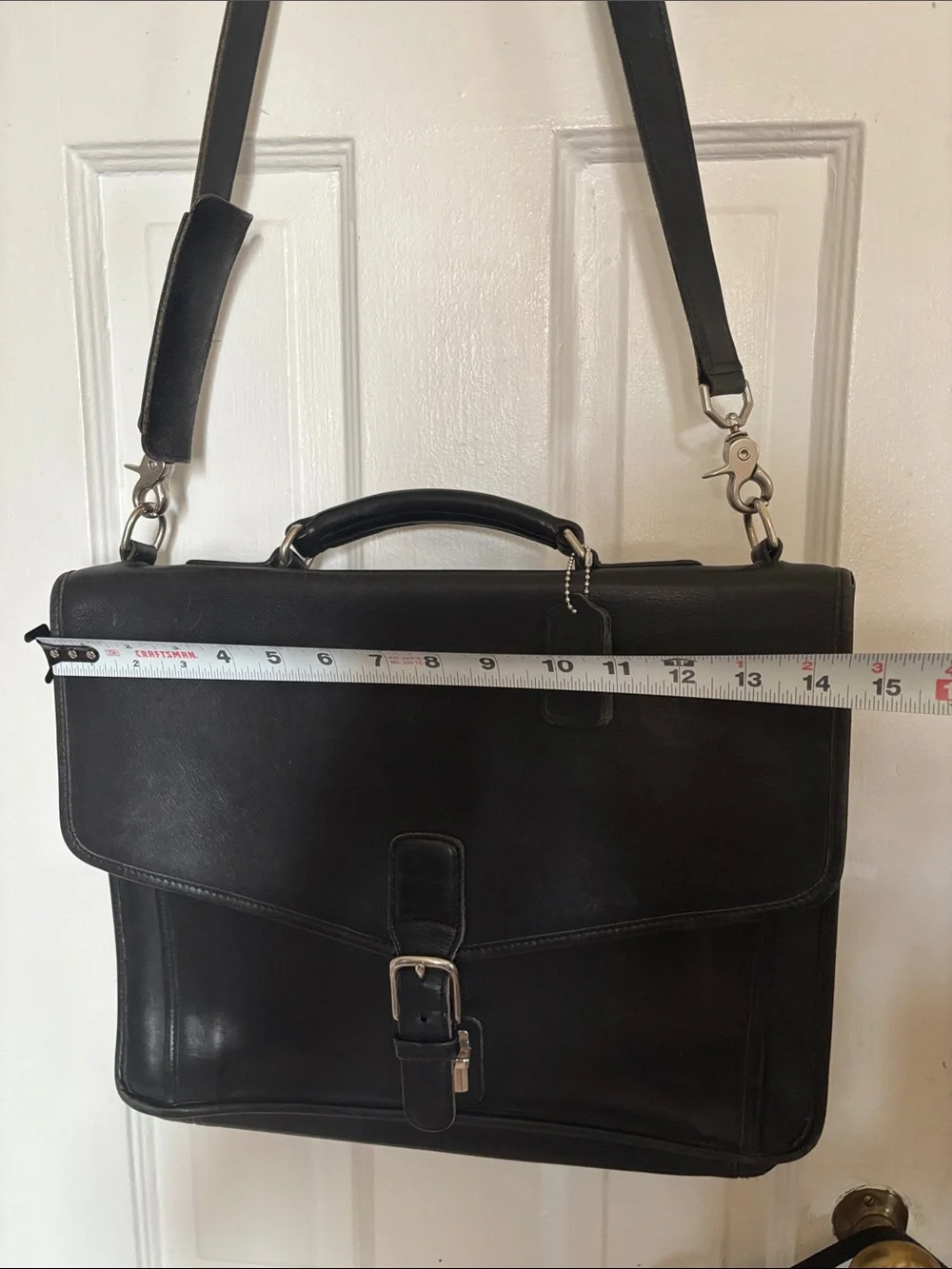 Vintage Coach Black Leather Briefcase Laptop Work Shoulder Bag